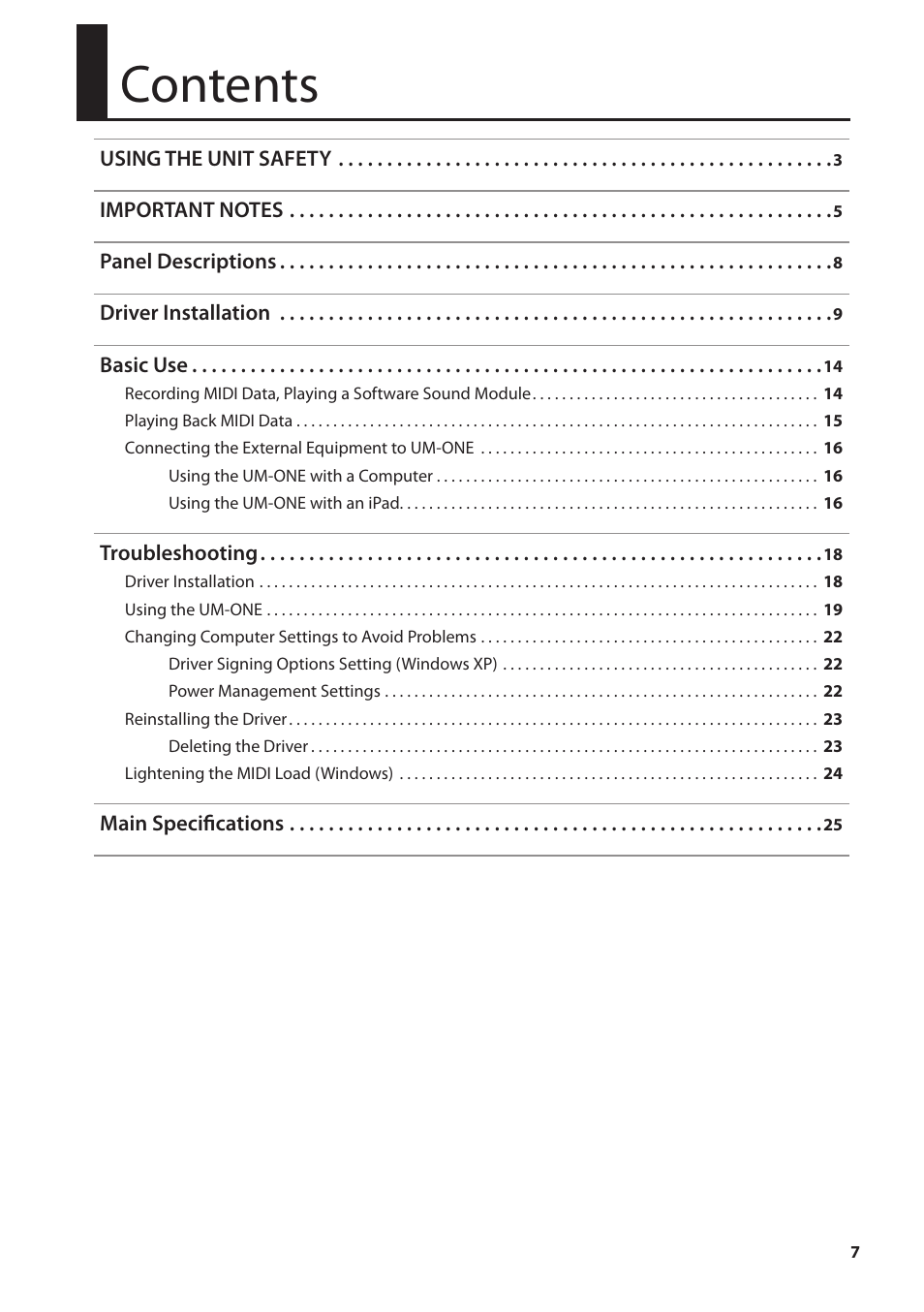 Roland UM-ONE mk2 - In-Line USB MIDI Interface User Manual | Page 7 / 28