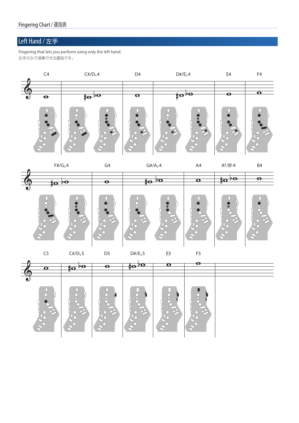 Left hand | Roland Aerophone AE-20 Digital Wind Instrument User Manual | Page 26 / 31