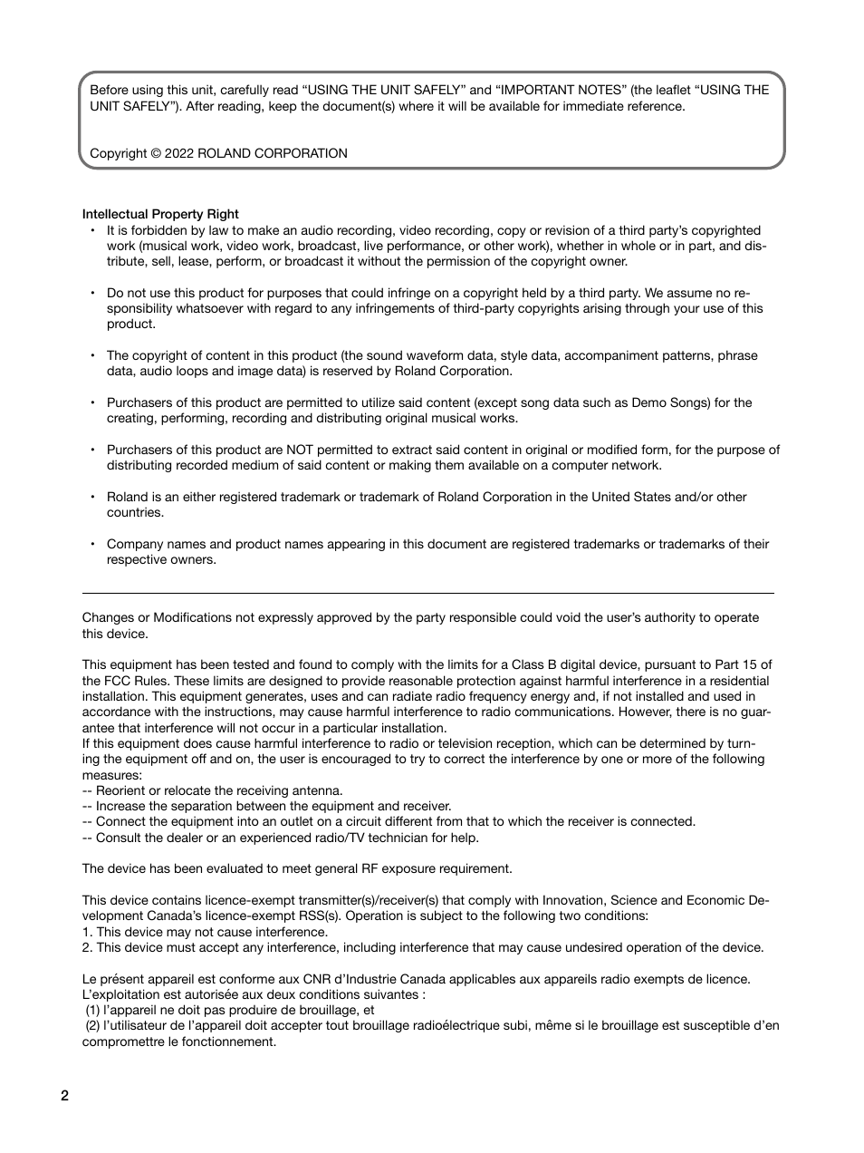 Roland E-X50 61-Key Arranger Keyboard User Manual | Page 2 / 47