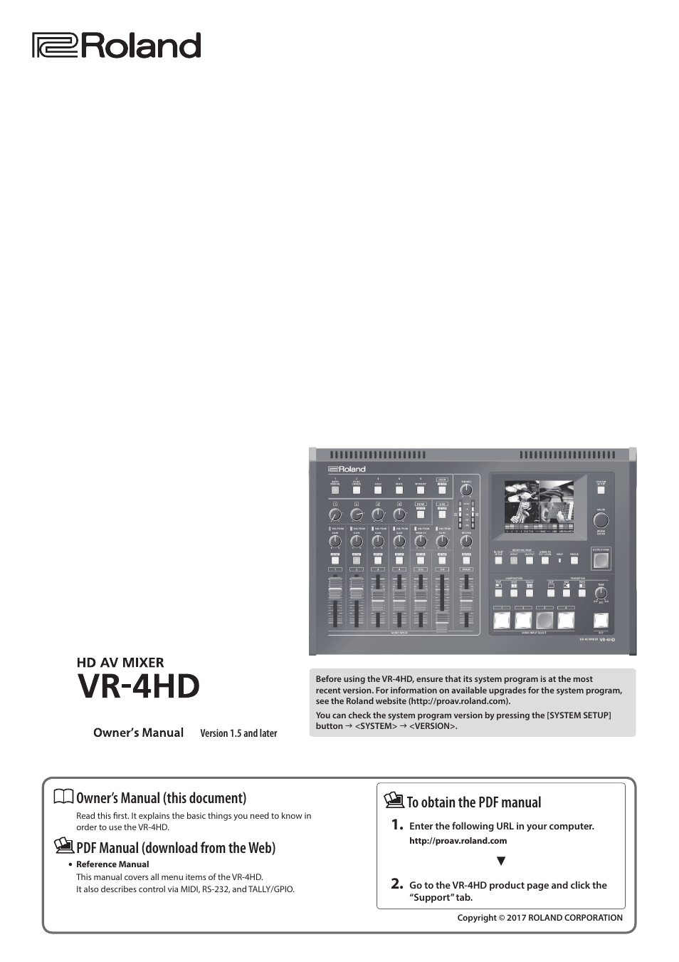 Roland VR-4HD HD AV Mixer User Manual | 52 pages