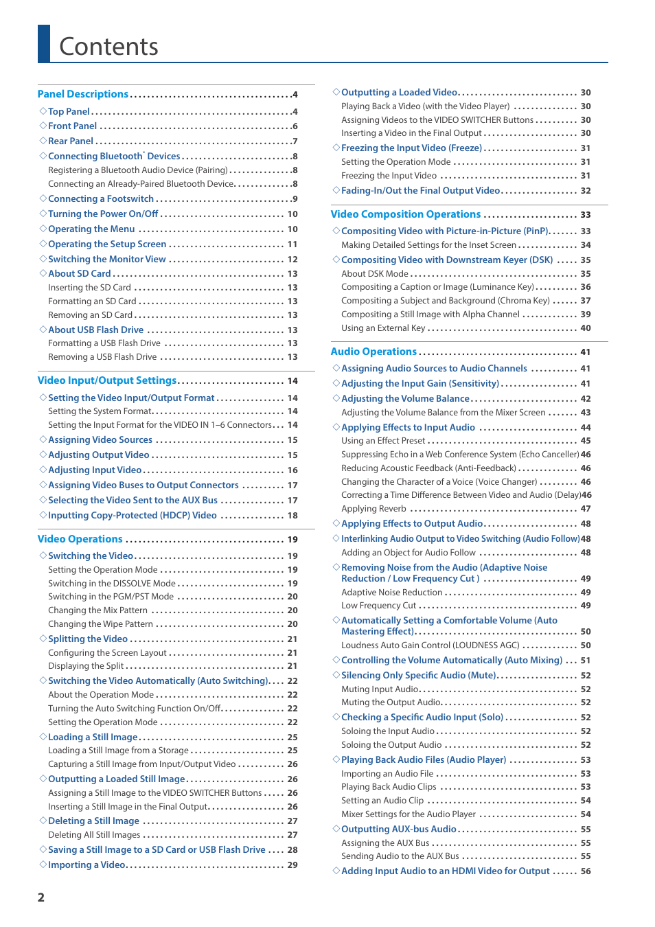 Roland VR-6HD Direct Streaming AV Mixer User Manual | Page 2 / 148