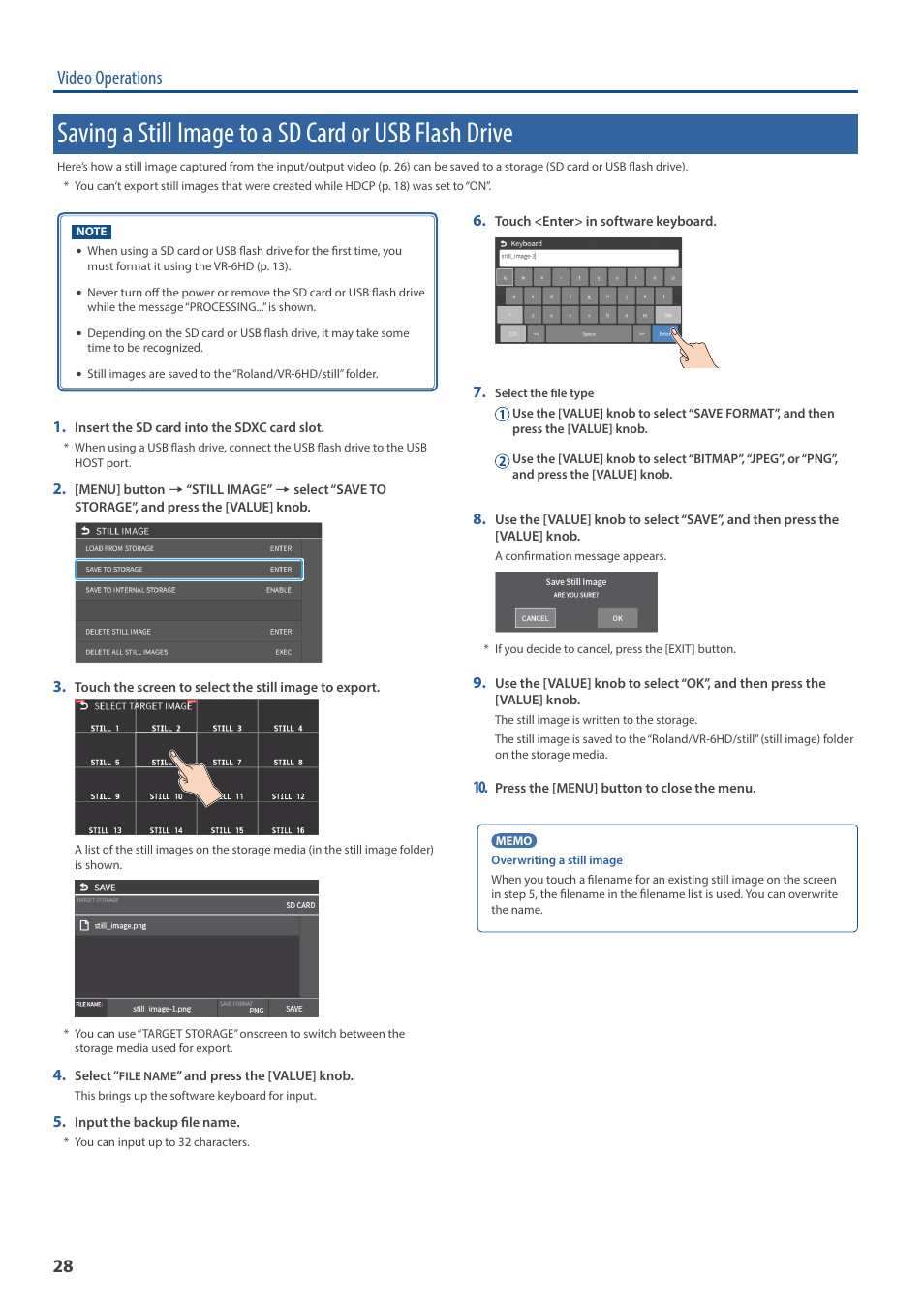 Video operations | Roland VR-6HD Direct Streaming AV Mixer User Manual | Page 28 / 148