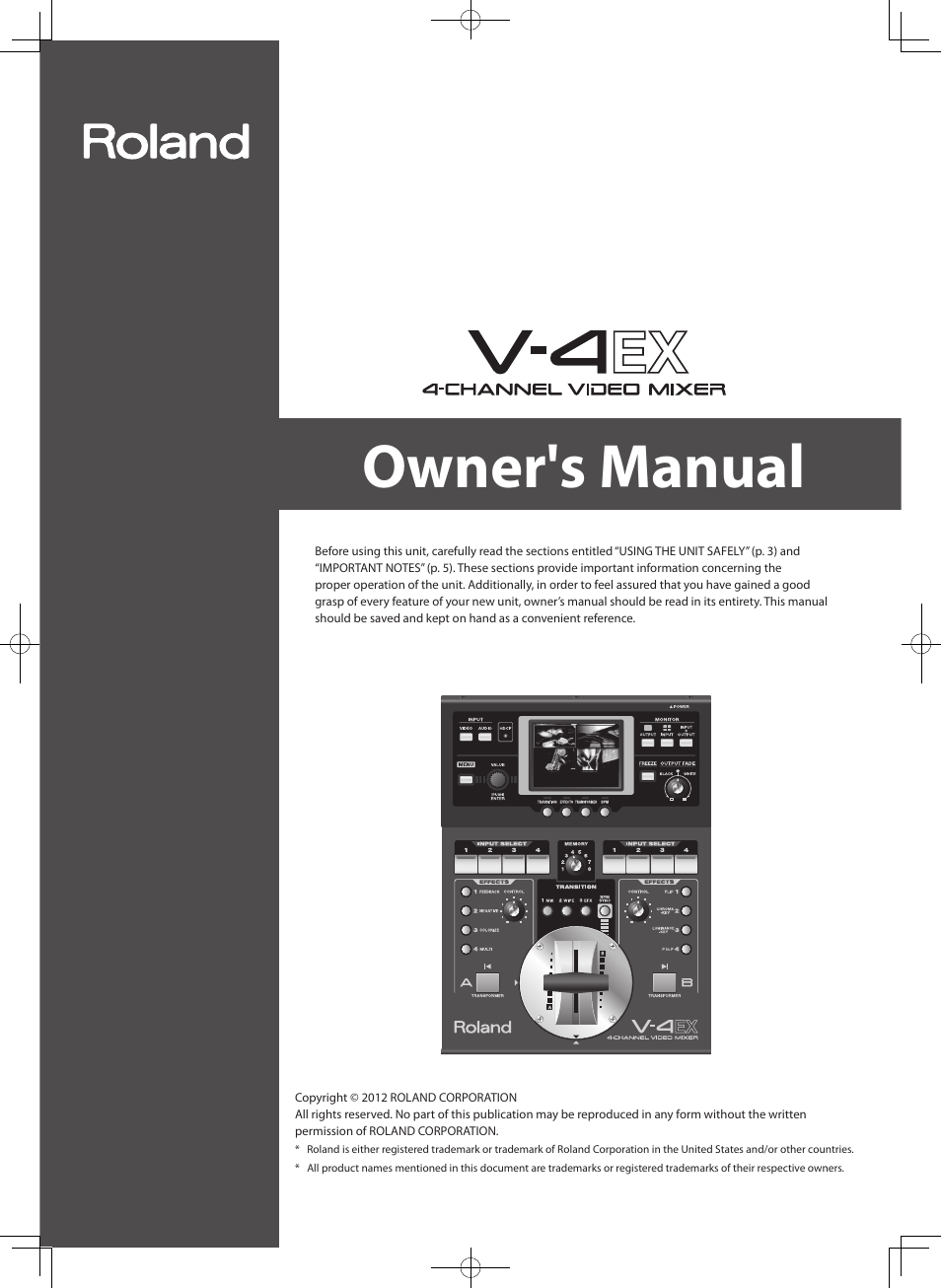 Roland V-4EX Four Channel Digital Video Mixer with Effects User Manual | 64 pages