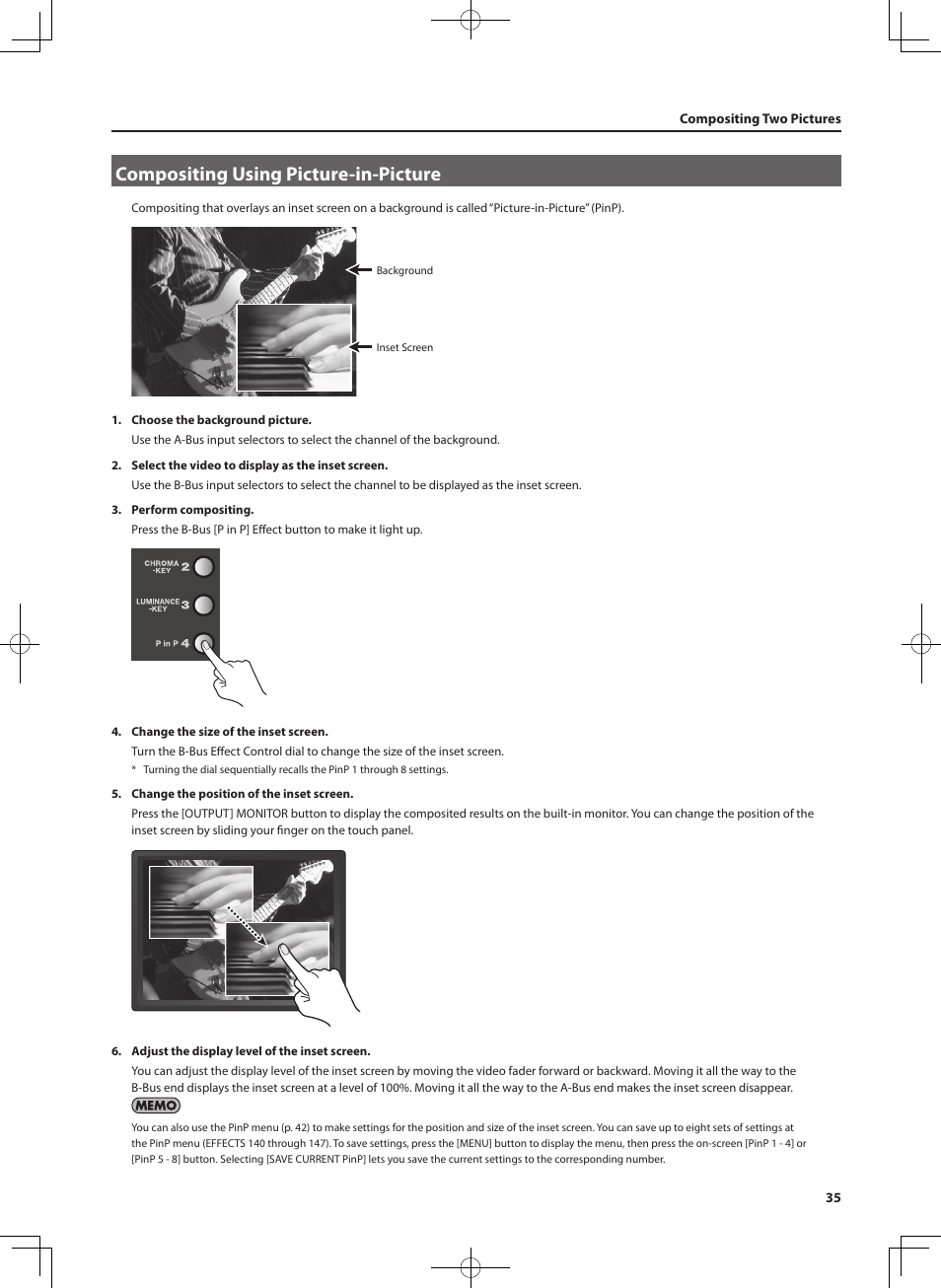 Compositing using picture-in-picture | Roland V-4EX Four Channel Digital Video Mixer with Effects User Manual | Page 35 / 64