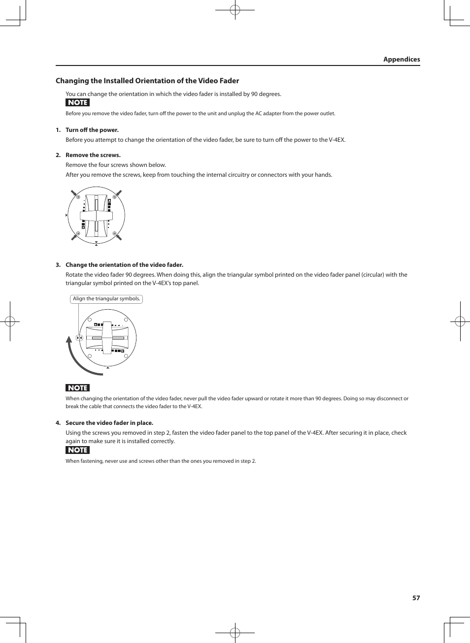 Roland V-4EX Four Channel Digital Video Mixer with Effects User Manual | Page 57 / 64