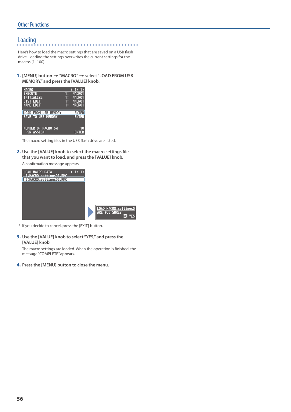 Loading, Other functions | Roland V-160HD SDI/HDMI Streaming Video Switcher User Manual | Page 56 / 111