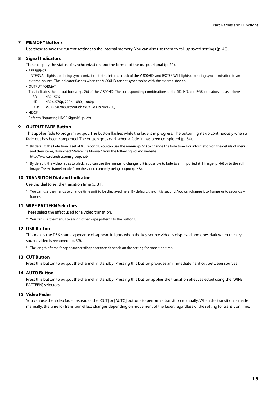 Roland V-800HD MKII Multi-Format Video Switcher User Manual | Page 15 / 64