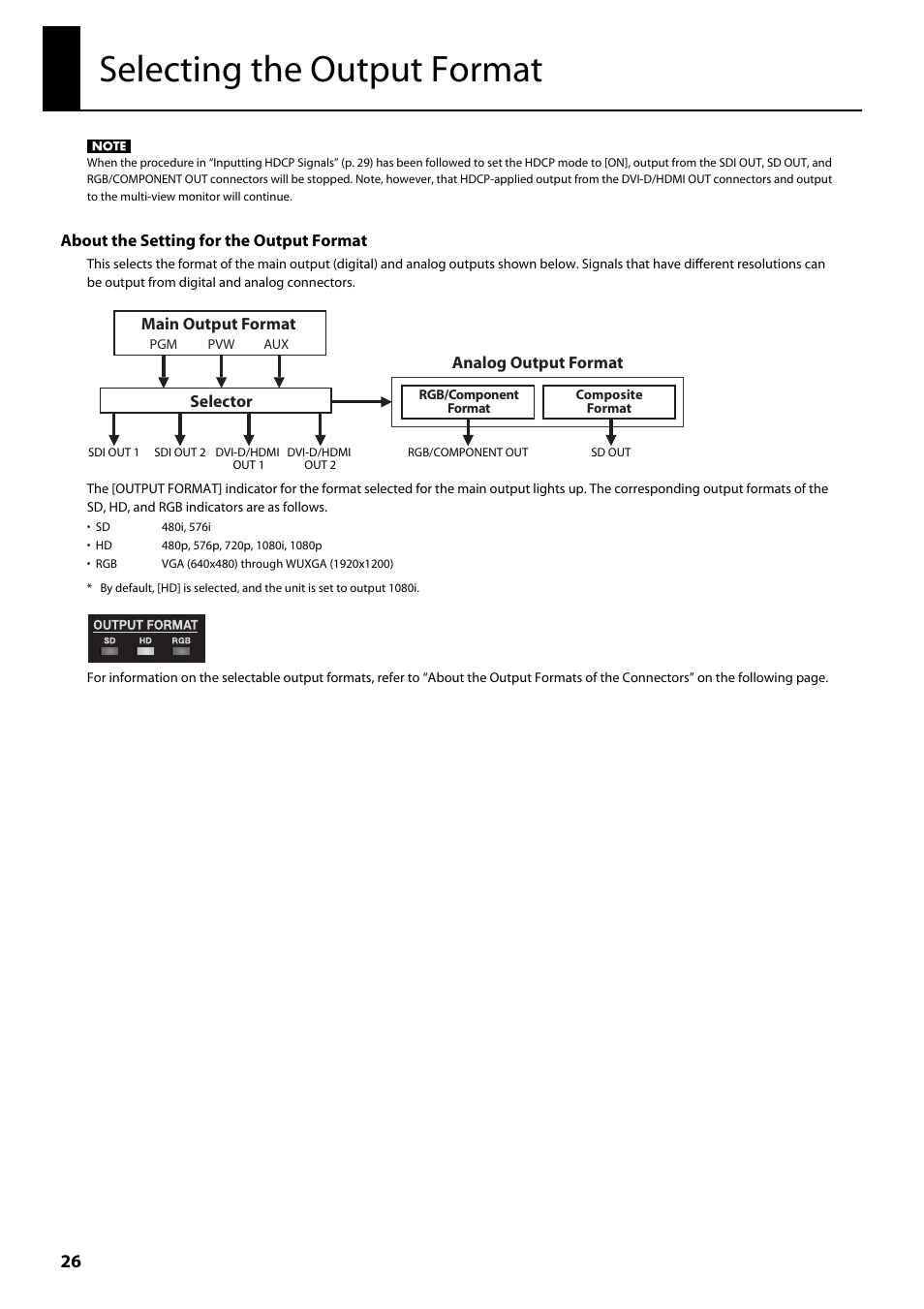 Selecting the output format | Roland V-800HD MKII Multi-Format Video Switcher User Manual | Page 26 / 64