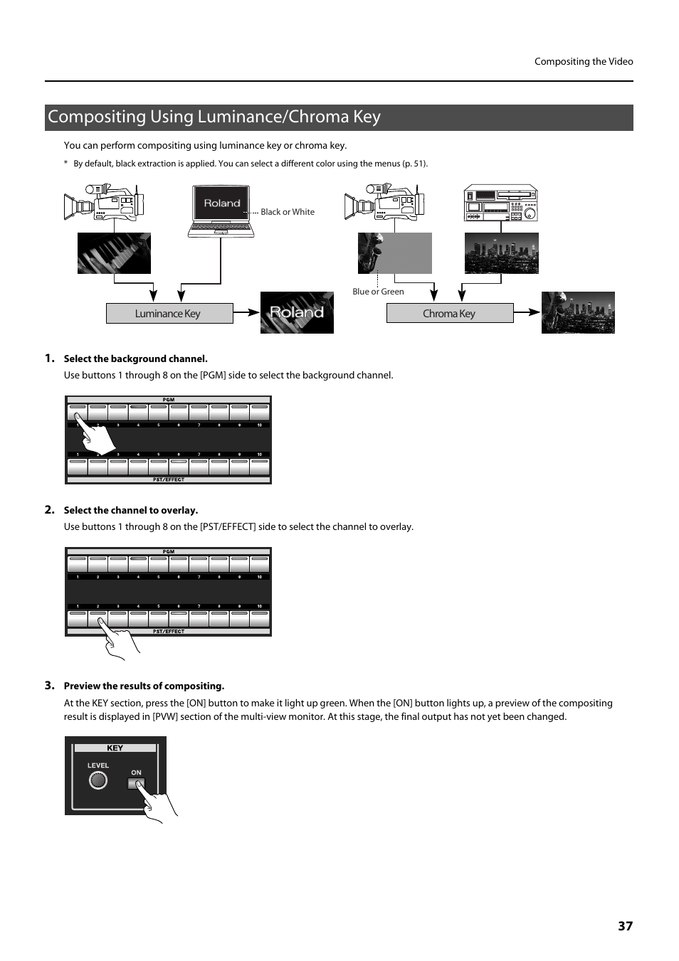 Compositing using luminance/chroma key, P. 37), or dsk | Roland V-800HD MKII Multi-Format Video Switcher User Manual | Page 37 / 64