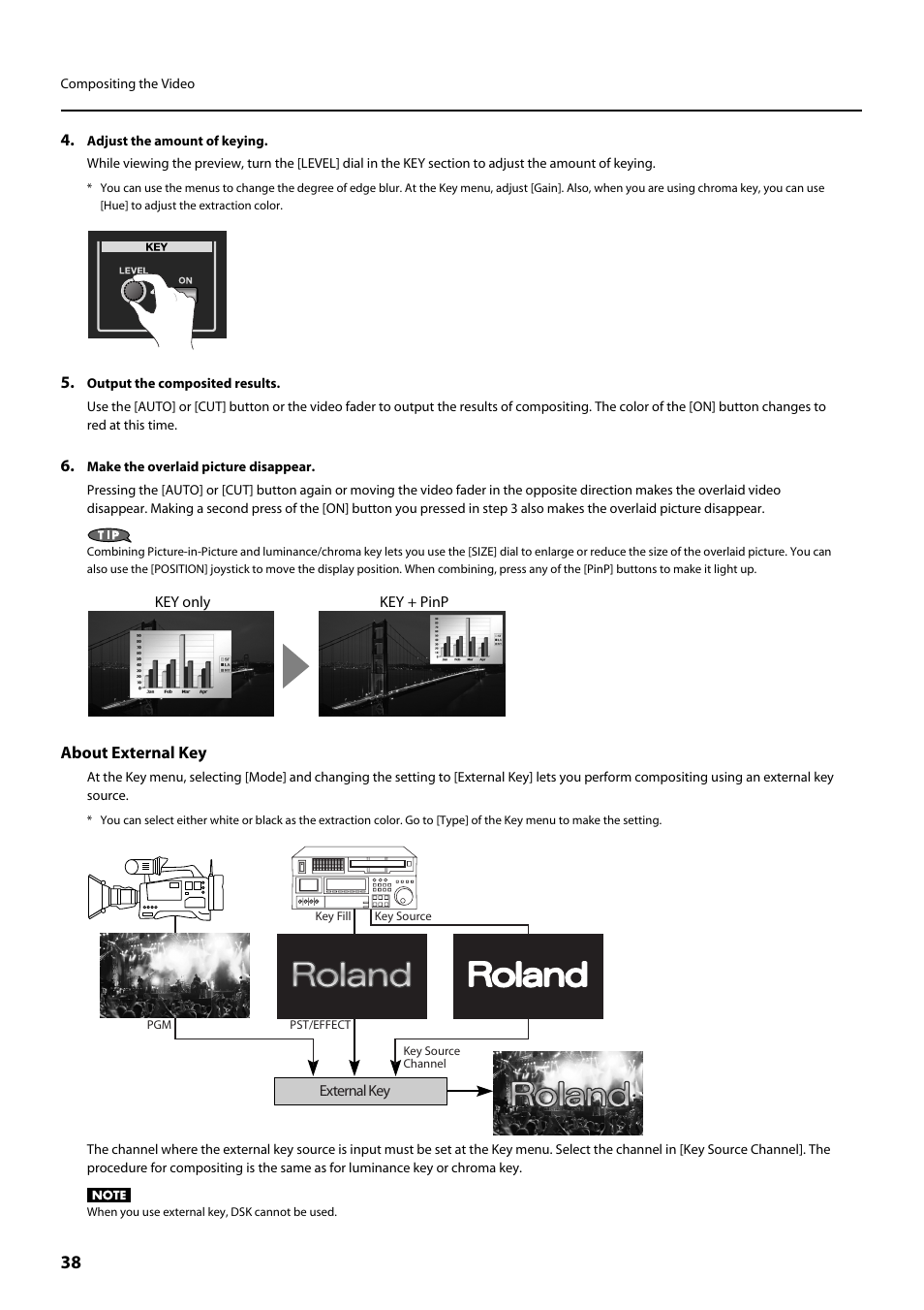 About external key | Roland V-800HD MKII Multi-Format Video Switcher User Manual | Page 38 / 64