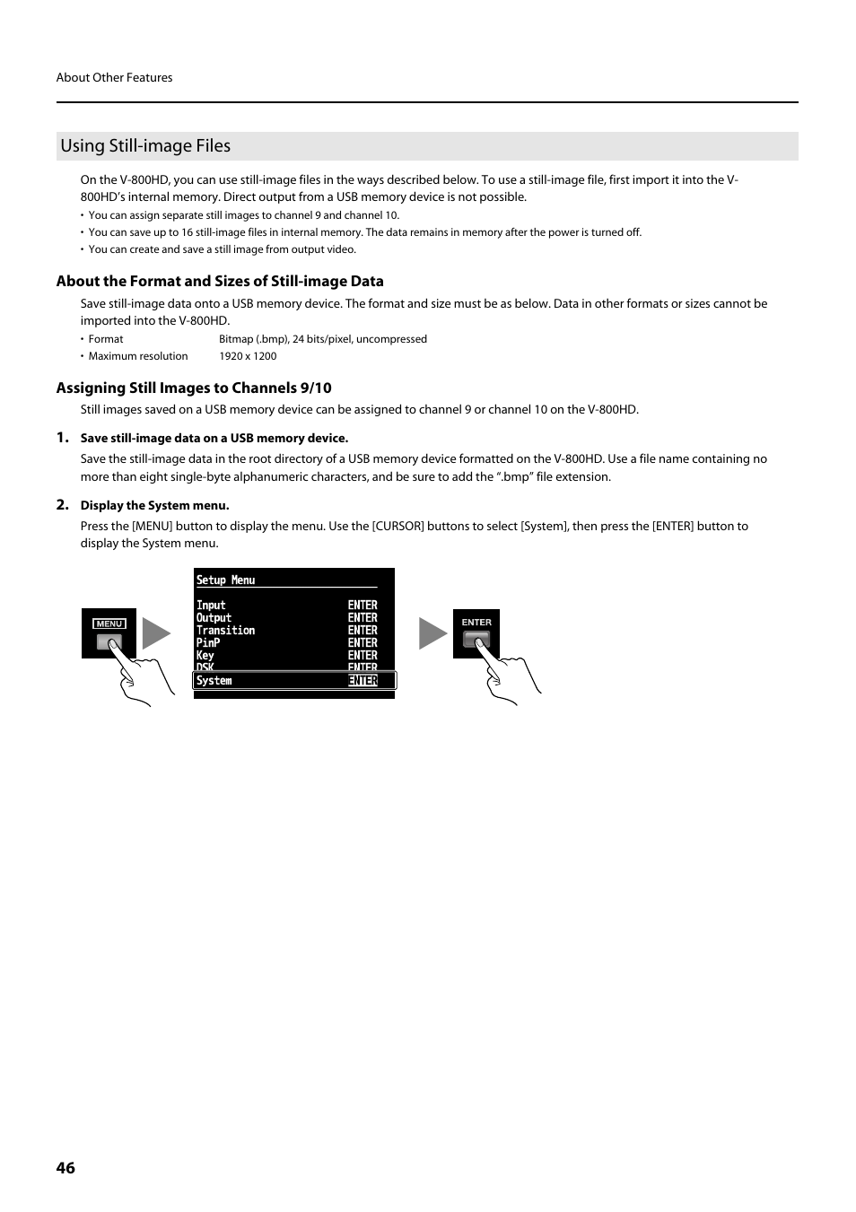 Using still-image files | Roland V-800HD MKII Multi-Format Video Switcher User Manual | Page 46 / 64