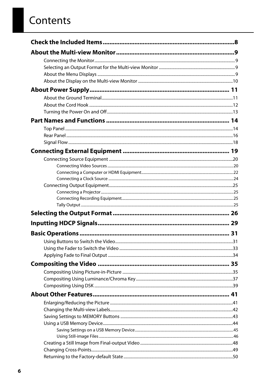 Roland V-800HD MKII Multi-Format Video Switcher User Manual | Page 6 / 64