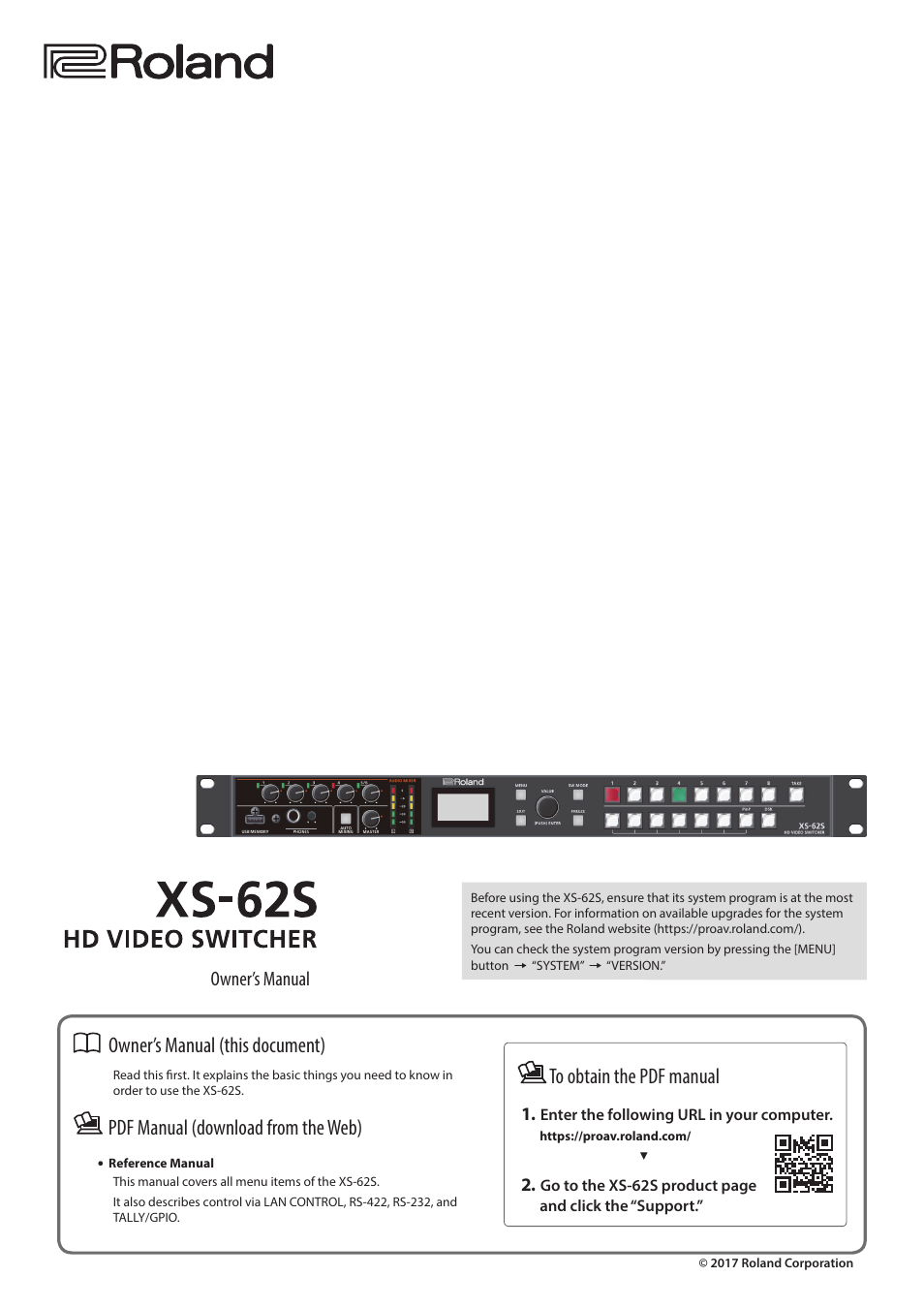 Roland 6-Channel HD Video Switcher with Audio Mixer & PTZ Camera Control (1 RU) User Manual | 48 pages