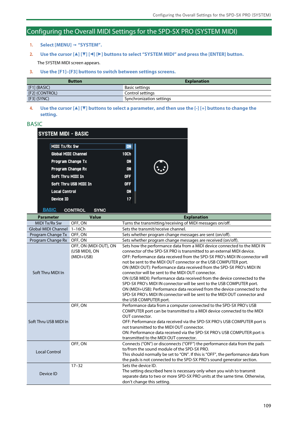 Basic | Roland SPD-SX PRO Sampling Pad with 32GB Internal Memory User Manual | Page 109 / 200