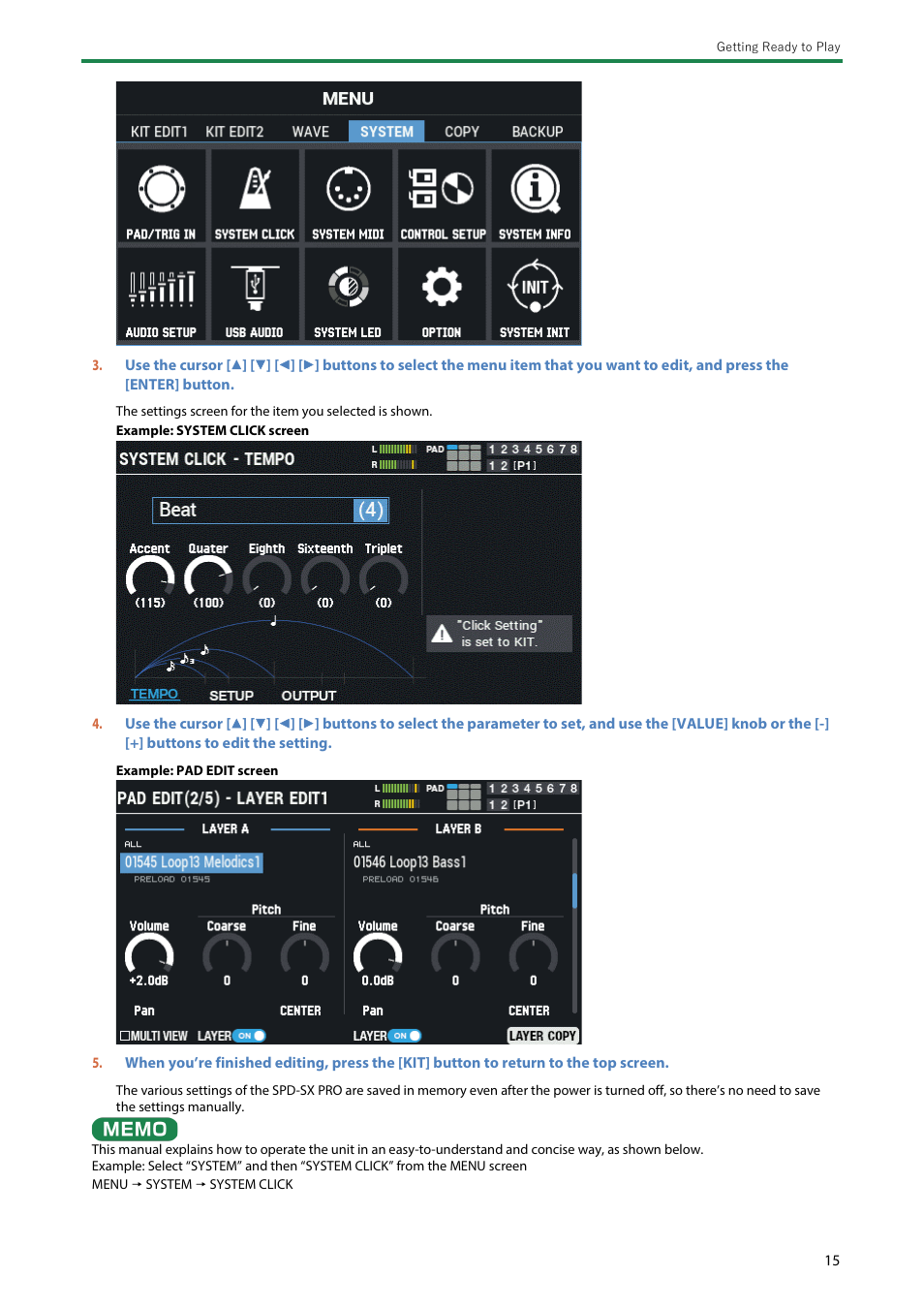 Roland SPD-SX PRO Sampling Pad with 32GB Internal Memory User Manual | Page 15 / 200