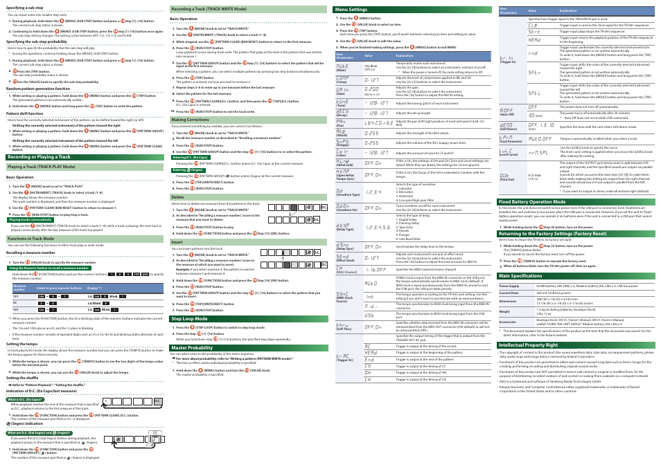 Roland TR-06 Drumatix Rhythm Performer User Manual | Page 2 / 2