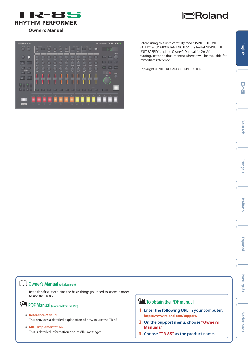 Roland AIRA TR-8S Rhythm Performer User Manual | 24 pages