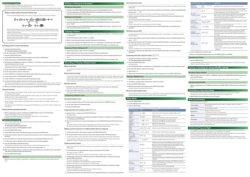Roland Boutique TR-08 Rhythm Composer User Manual | Page 2 / 2