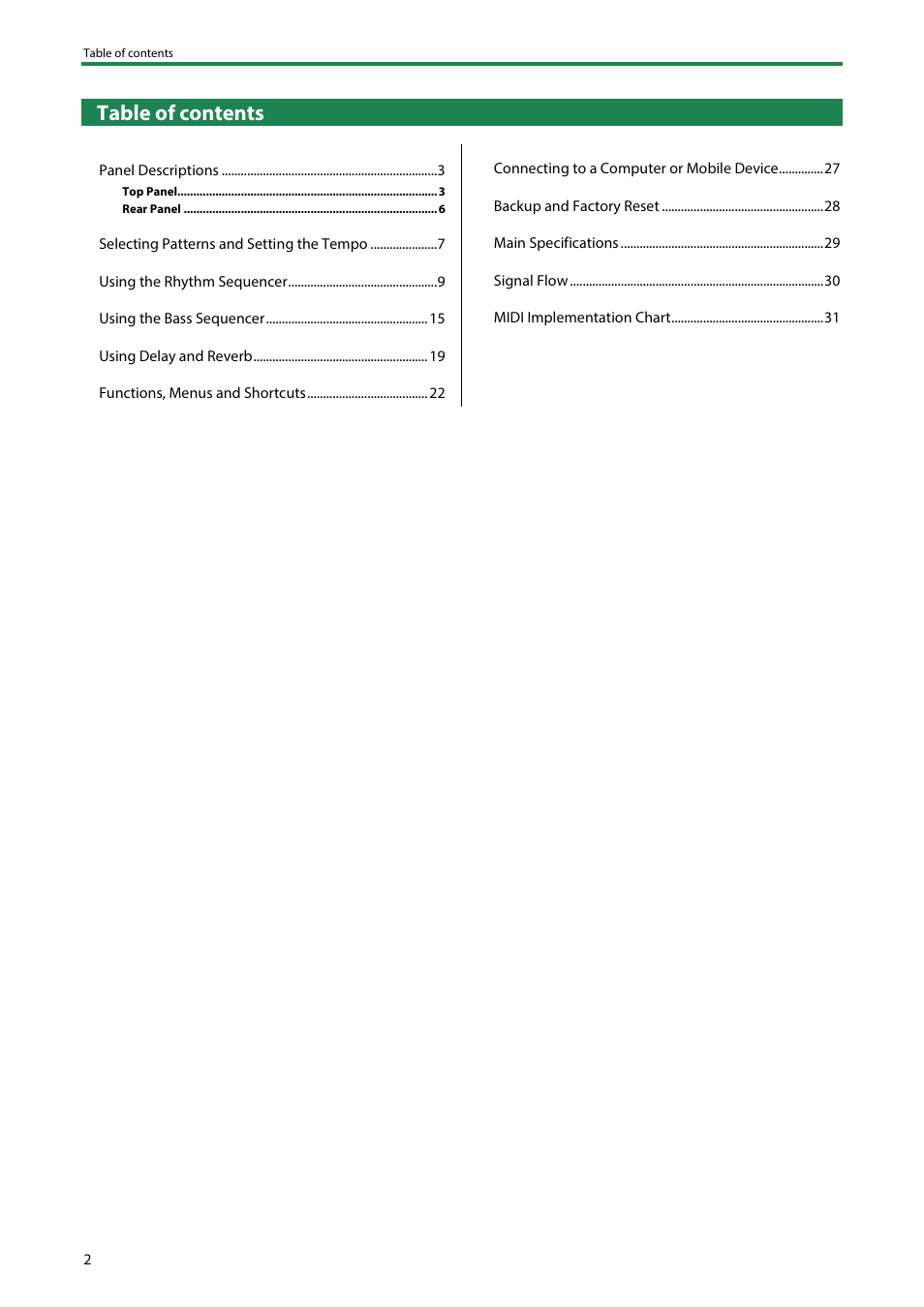 Roland AIRA Compact T-8 Beat Machine User Manual | Page 2 / 32
