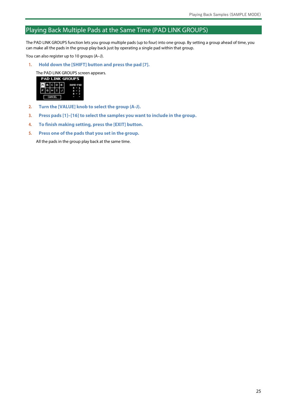 Groups) | Roland SP-404MKII Creative Sampler and Effector User Manual | Page 25 / 154