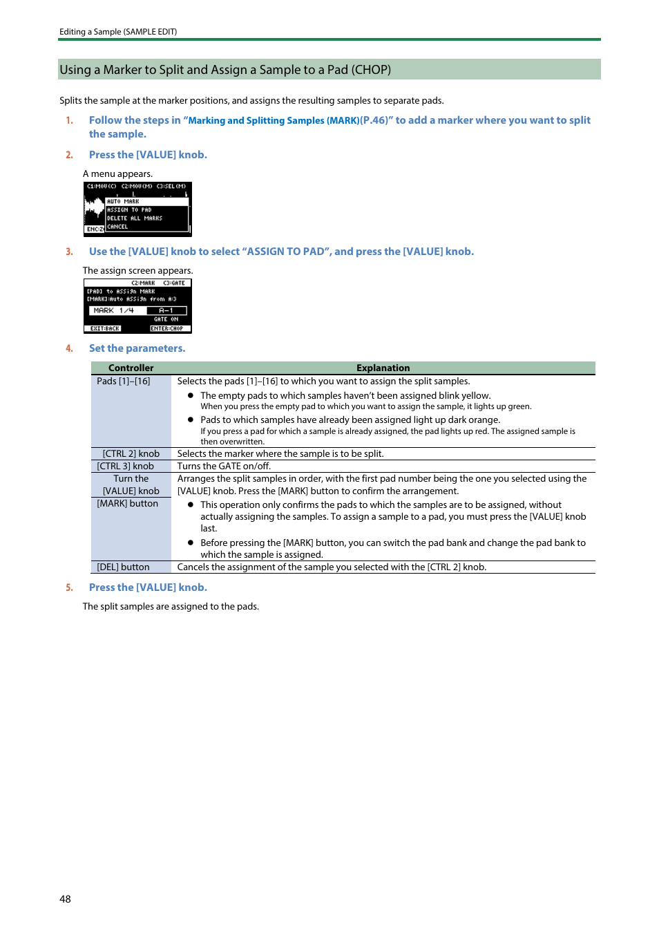 Chop) | Roland SP-404MKII Creative Sampler and Effector User Manual | Page 48 / 154