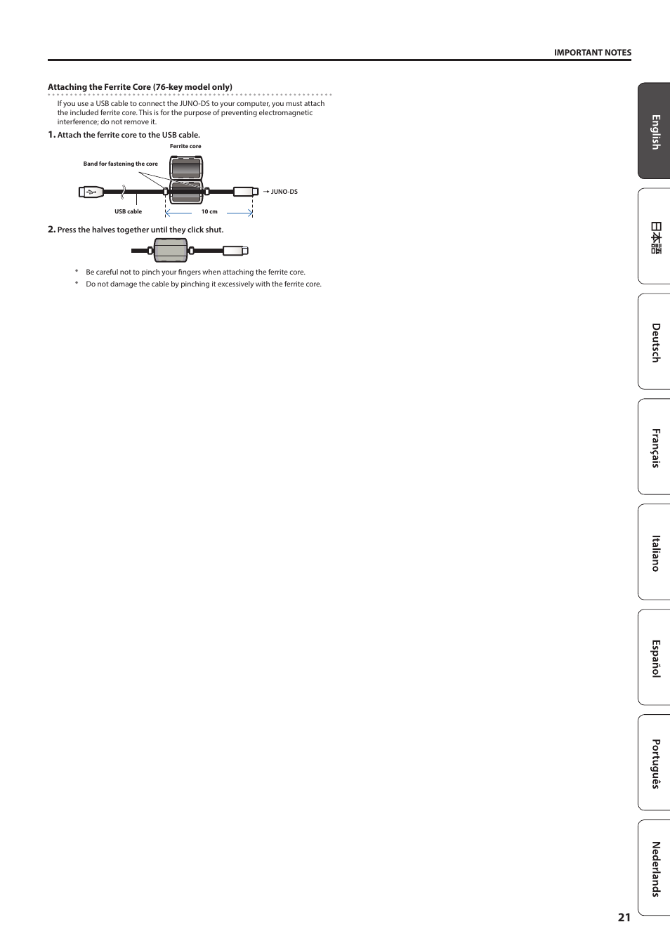 Roland JUNO-DS61 Synthesizer User Manual | Page 21 / 22