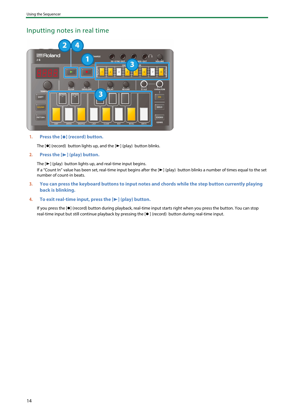 Roland AIRA Compact J-6 Chord Synthesizer User Manual | Page 14 / 36