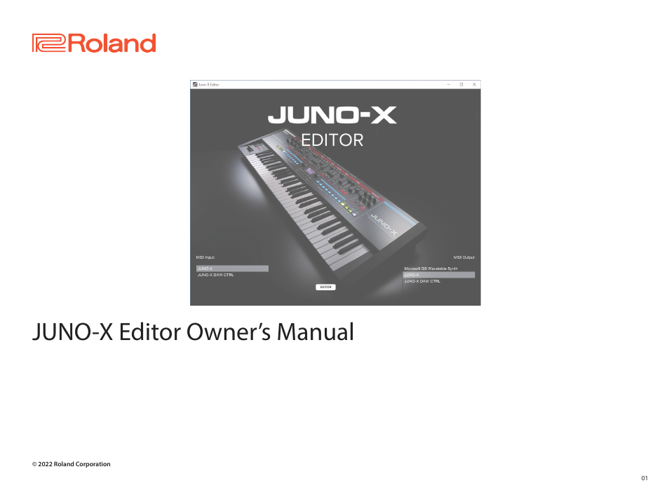 Roland JUNO-X Programmable Polyphonic Synthesizer User Manual | 14 pages