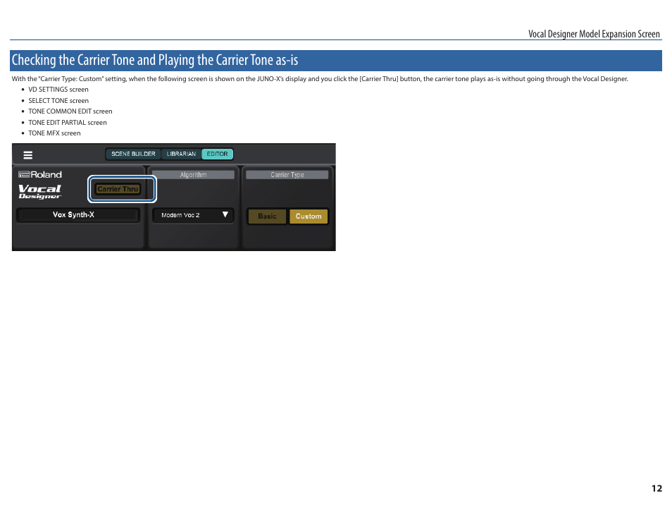 Vocal designer model expansion screen | Roland JUNO-X Programmable Polyphonic Synthesizer User Manual | Page 12 / 14