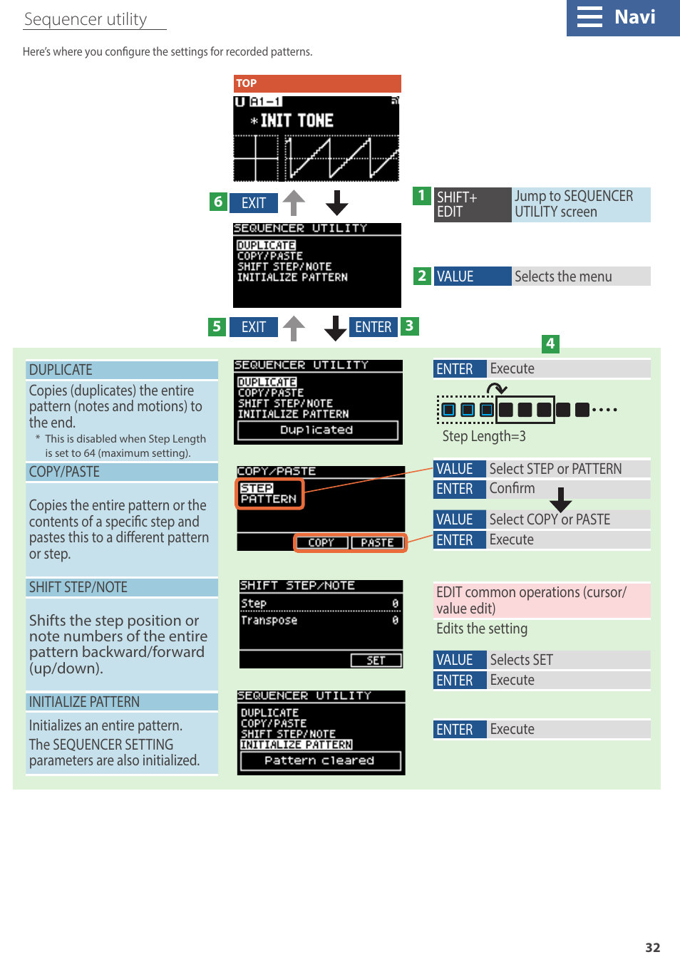 Navi | Roland GAIA 2 37-Key Virtual Analog + Wavetable Synthesizer User Manual | Page 32 / 116