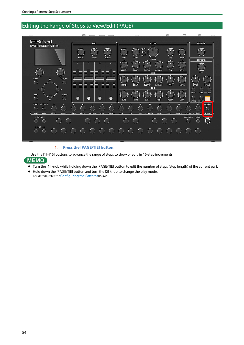Editing the range of steps to view/edit (page) | Roland SH-4d Digital Desktop Synthesizer User Manual | Page 54 / 208