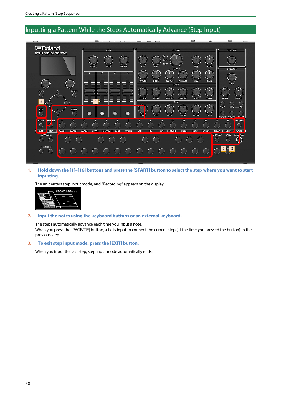 Roland SH-4d Digital Desktop Synthesizer User Manual | Page 58 / 208