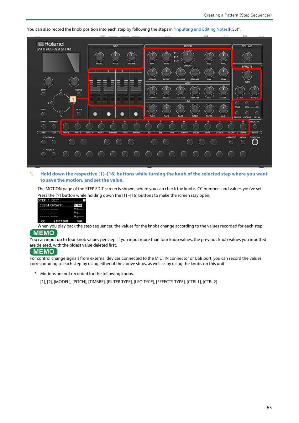 Roland SH-4d Digital Desktop Synthesizer User Manual | Page 65 / 208