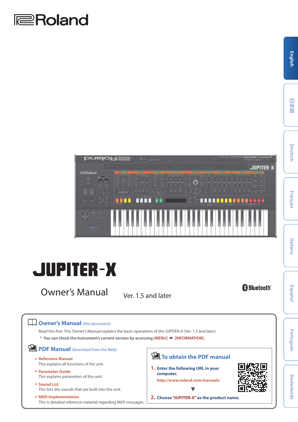 Roland JUPITER-X Synthesizer User Manual | 30 pages
