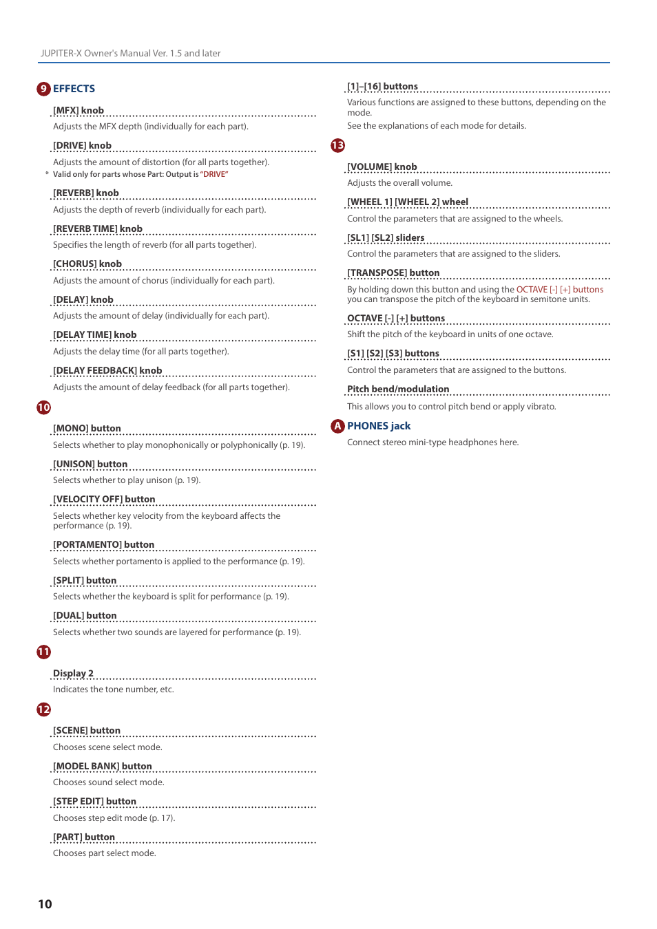 Roland JUPITER-X Synthesizer User Manual | Page 10 / 30