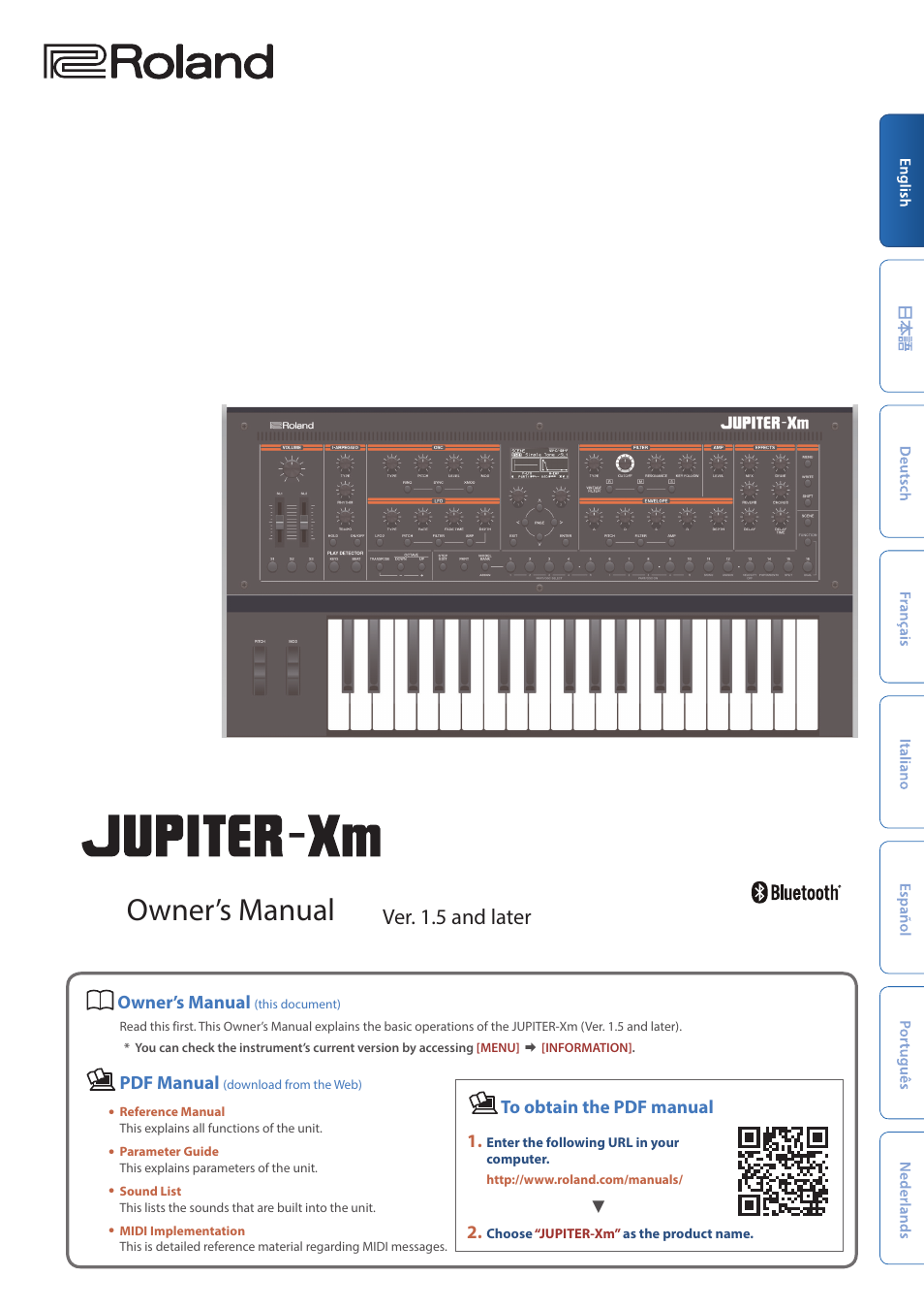 Roland JUPITER-Xm Portable Synthesizer User Manual | 27 pages