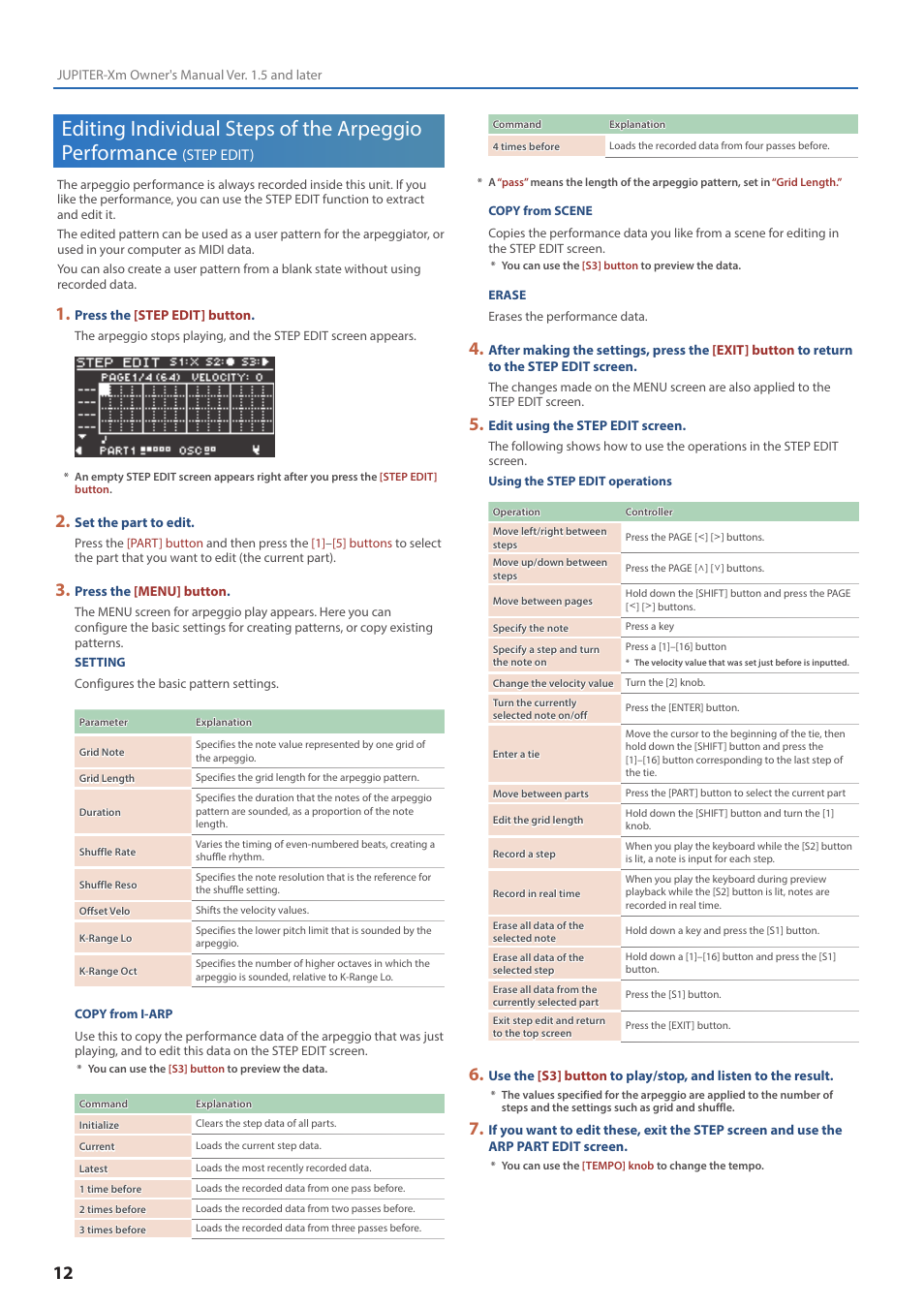 Step edit) | Roland JUPITER-Xm Portable Synthesizer User Manual | Page 12 / 27