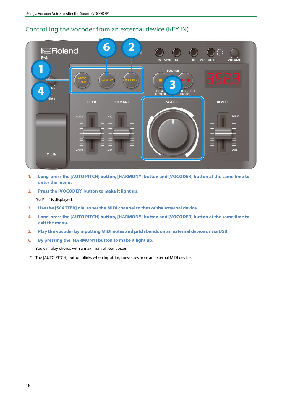 Roland AIRA Compact E-4 Voice Tweaker User Manual | Page 18 / 42