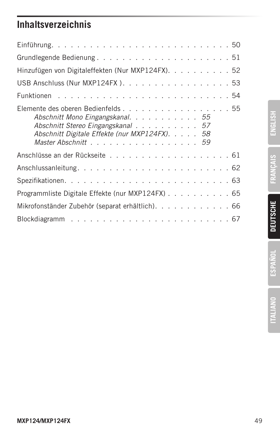 Samson MIXPAD MXP124FX Analog Stereo Mixer with Effects and USB User Manual | Page 49 / 112