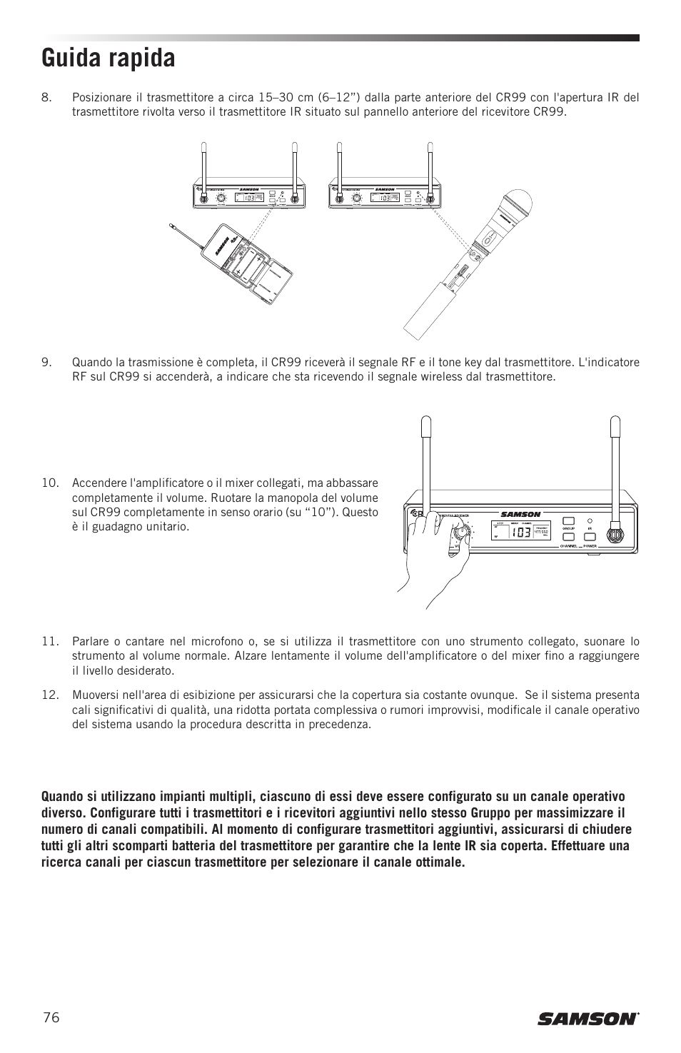 Guida rapida | Samson CB99 Concert 99 Frequency-Agile UHF Beltpack Transmitter (D: 542 to 566 MHz) User Manual | Page 76 / 84