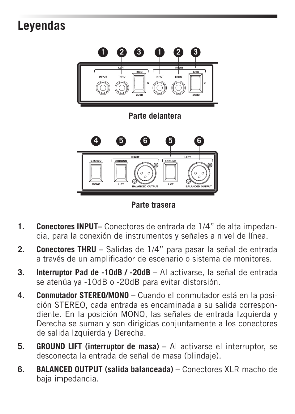 Leyendas | Samson S-MAX MD2 Pro 2-Channel Passive Direct Box User Manual | Page 22 / 32