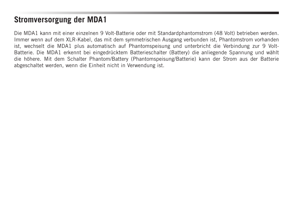 Stromversorgung der mda1 | Samson S-MAX MDA1 Single-Channel Active Direct Box User Manual | Page 18 / 32