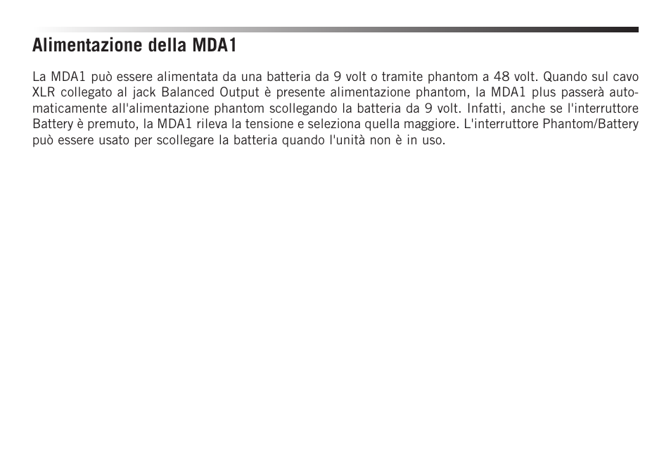 Alimentazione della mda1 | Samson S-MAX MDA1 Single-Channel Active Direct Box User Manual | Page 30 / 32