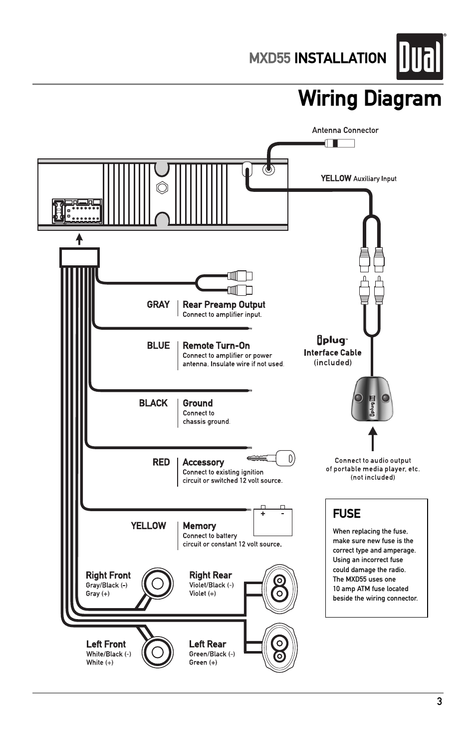 Wiring diagram | Dual MXD55 User Manual | Page 3 / 12