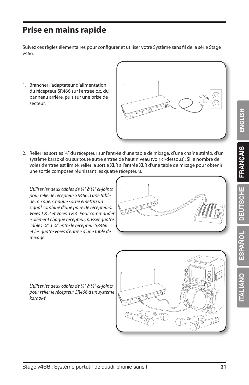 Prise en mains rapide | Samson HT6 Wireless Handheld Microphone Transmitter (Channel 11) User Manual | Page 21 / 64