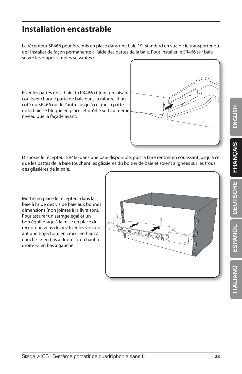 Installation encastrable | Samson HT6 Wireless Handheld Microphone Transmitter (Channel 11) User Manual | Page 23 / 64
