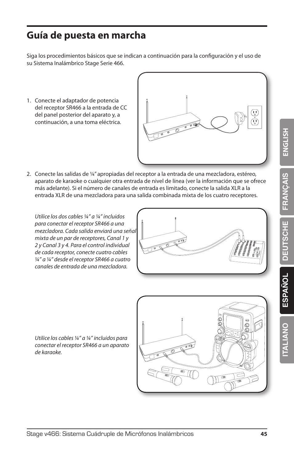 Guía de puesta en marcha | Samson HT6 Wireless Handheld Microphone Transmitter (Channel 11) User Manual | Page 45 / 64