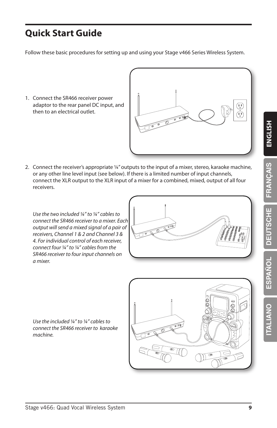 Quick start guide | Samson HT6 Wireless Handheld Microphone Transmitter (Channel 11) User Manual | Page 9 / 64