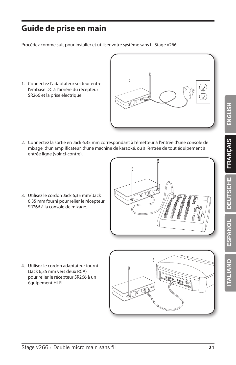 Guide de prise en main | Samson HT6 Professional Handheld Microphone Transmitter (Channel 3) User Manual | Page 21 / 64
