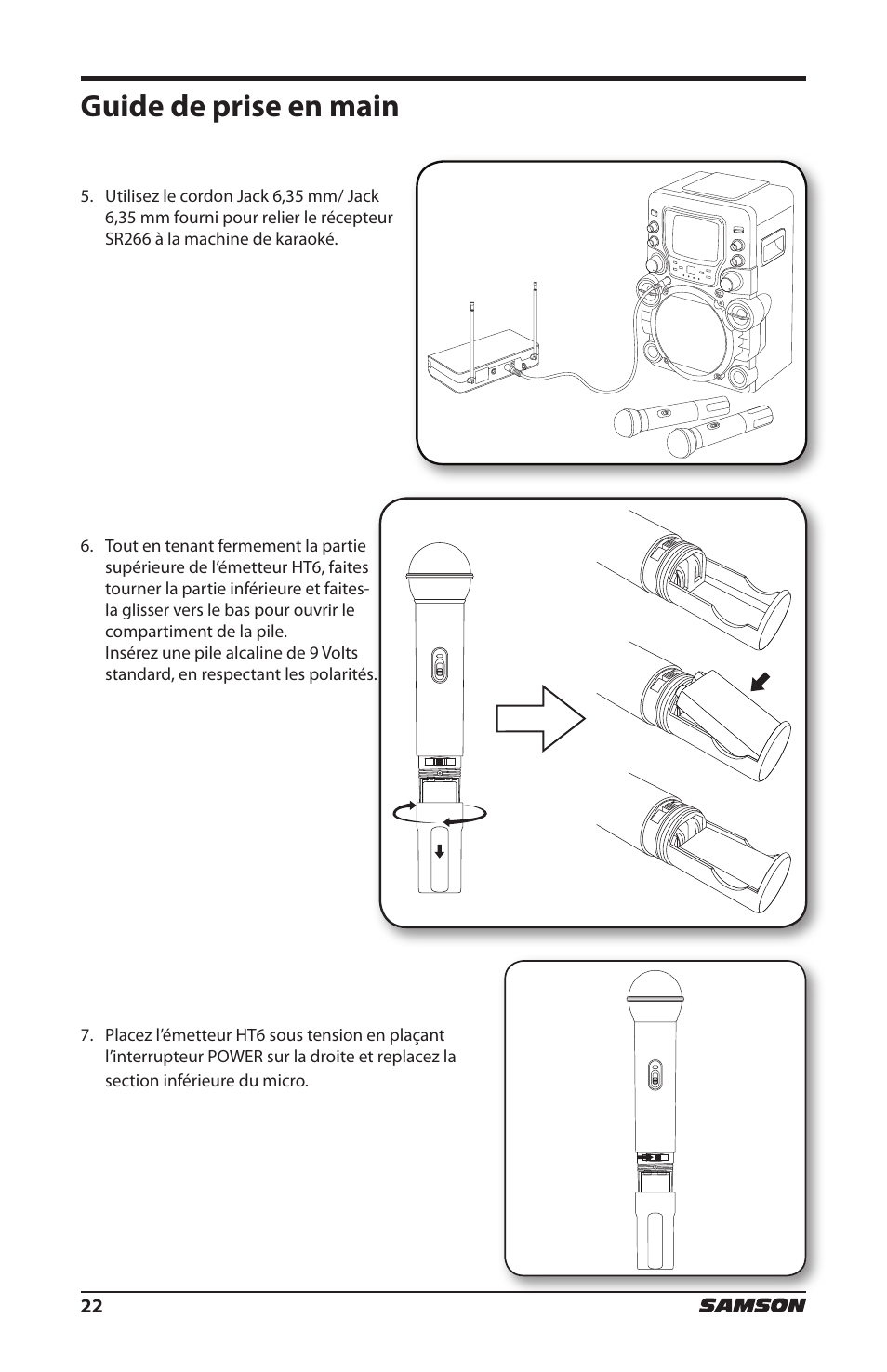 Guide de prise en main | Samson HT6 Professional Handheld Microphone Transmitter (Channel 3) User Manual | Page 22 / 64